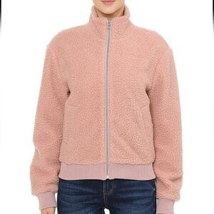 Ambiance Sherpa Zip Bomber Jacket NWOT